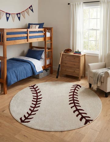 5' 3 x 5' 3 Sports Washable Round Rug