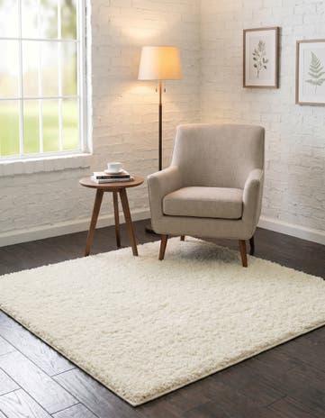 Ivory Everyday Shag Square Rug