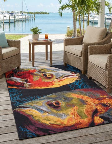 5' 3 x 8' Easy-Clean Coastal Indoor / Outdoor Rug