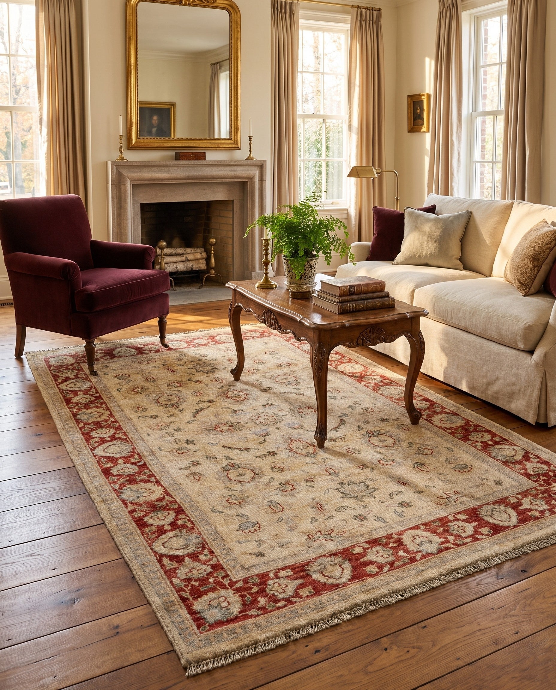 4' 1 x 6' 1 Hand Knotted Pershawar Ziegler Rug