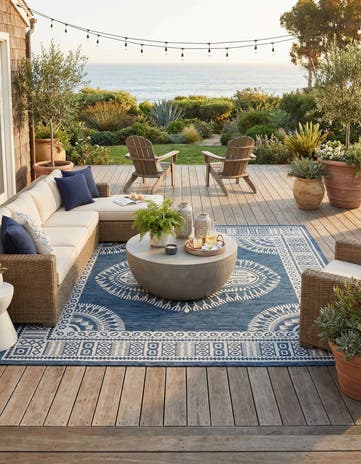 10' x 10' Easy-Clean Traditional Indoor / Outdoor Square Rug