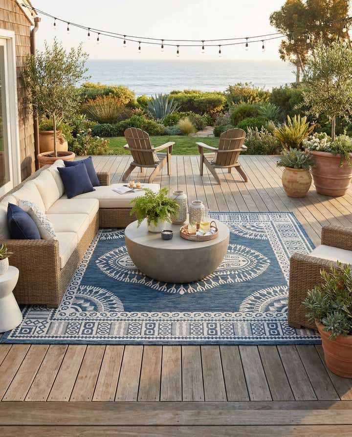 10' x 10' Easy-Clean Traditional Indoor / Outdoor Square Rug