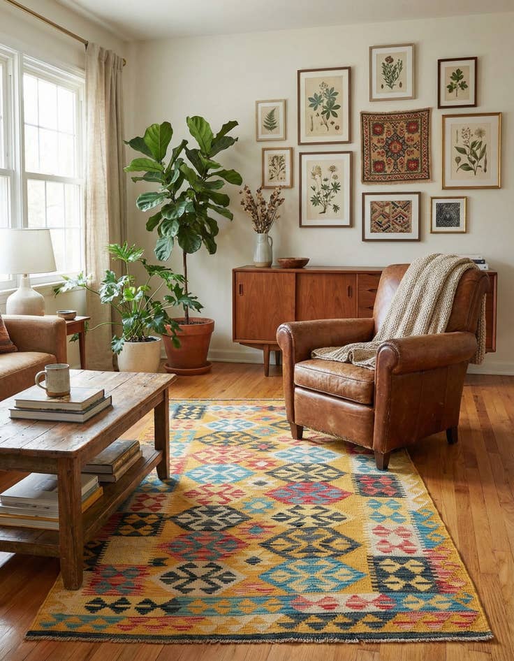 Detail image of 3' 4 x 6' 4 Hand Woven Kilim Maymana Wool Rug