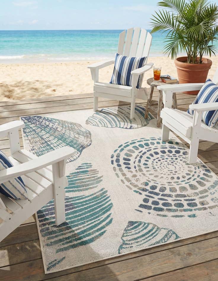 Detail image of 4' x 6' Washable Coastal Indoor / Outdoor Rug