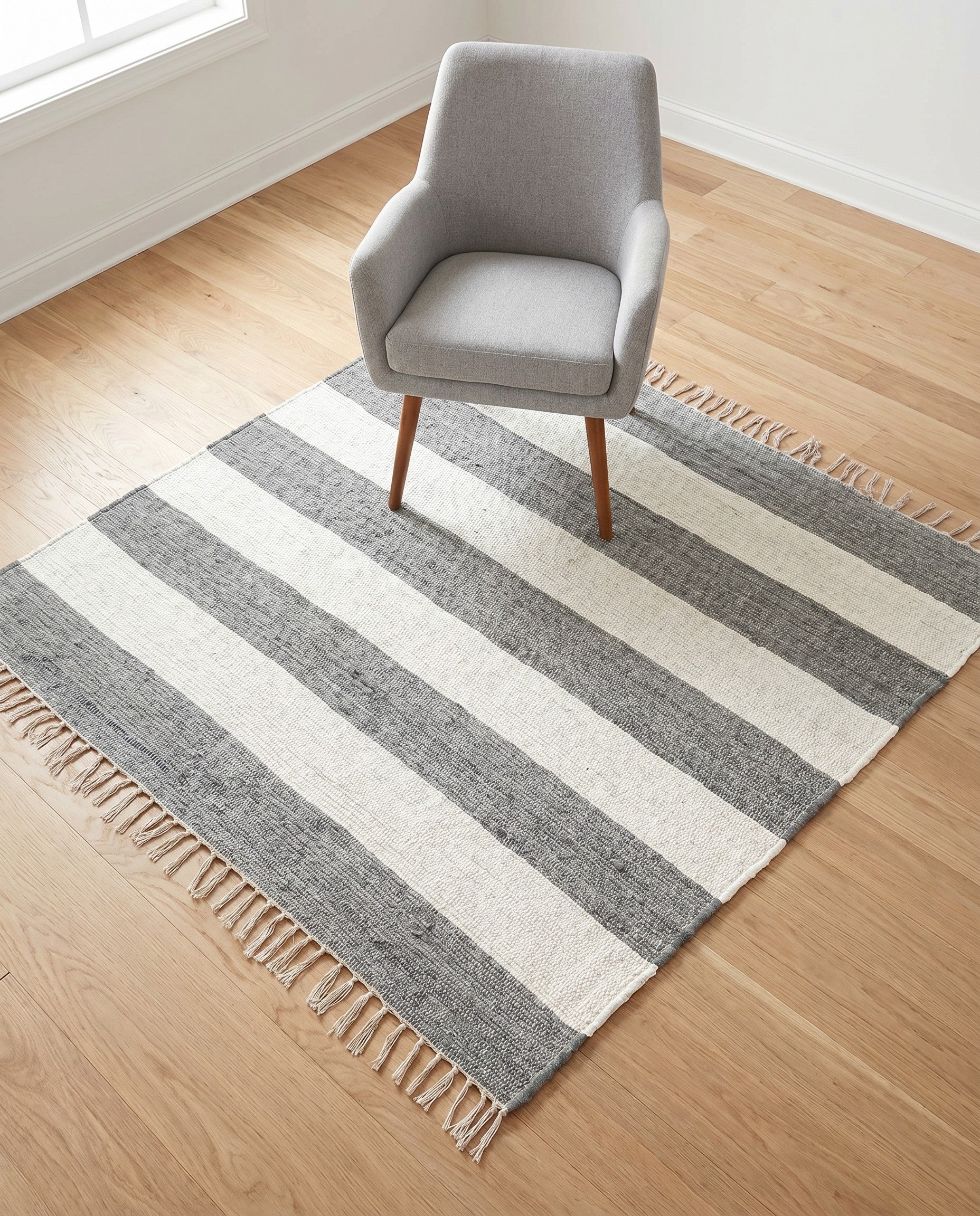 Gray Hand Woven Chindi Rag Square Rug