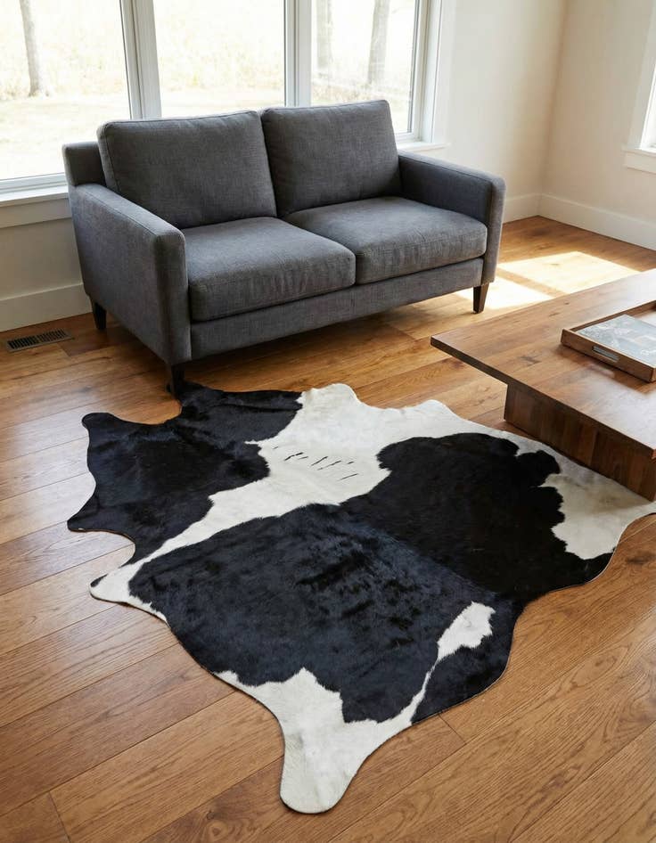 Detail image of 5' 3 x 5' 6 Cowhide Leather Square Rug