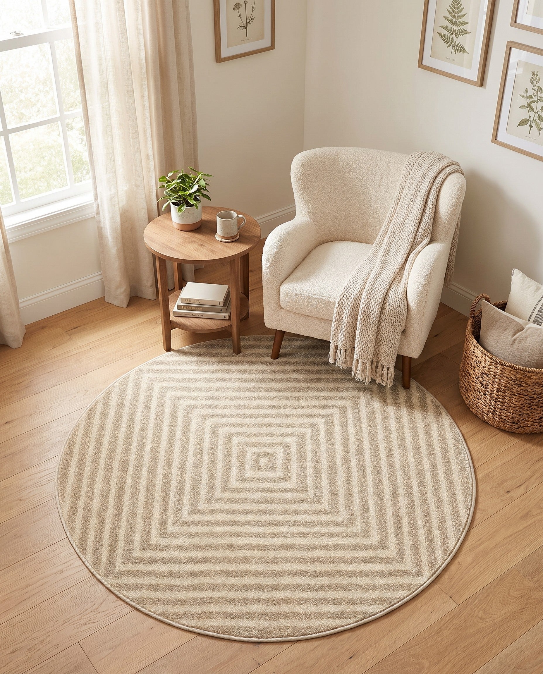 Ivory Contour Round Rug