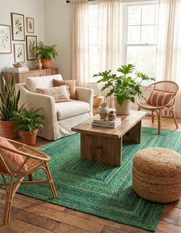 5' 1 x 8' Handmade Braided Chindi Rug