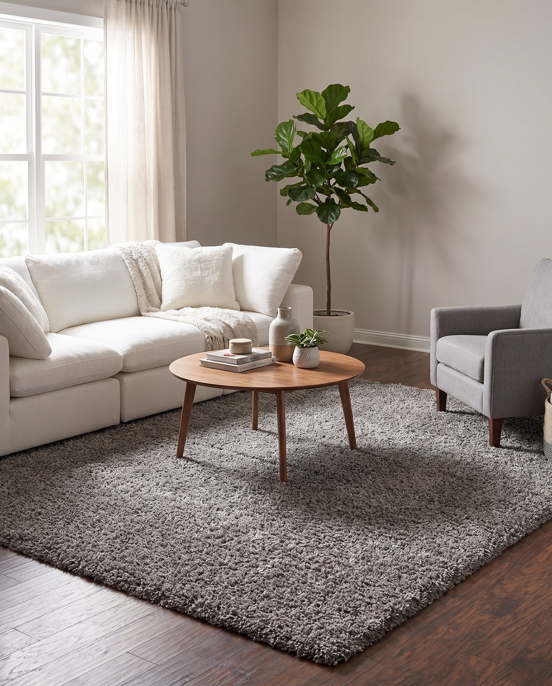 7' x 7' Comfort Solid Shag Square Rug