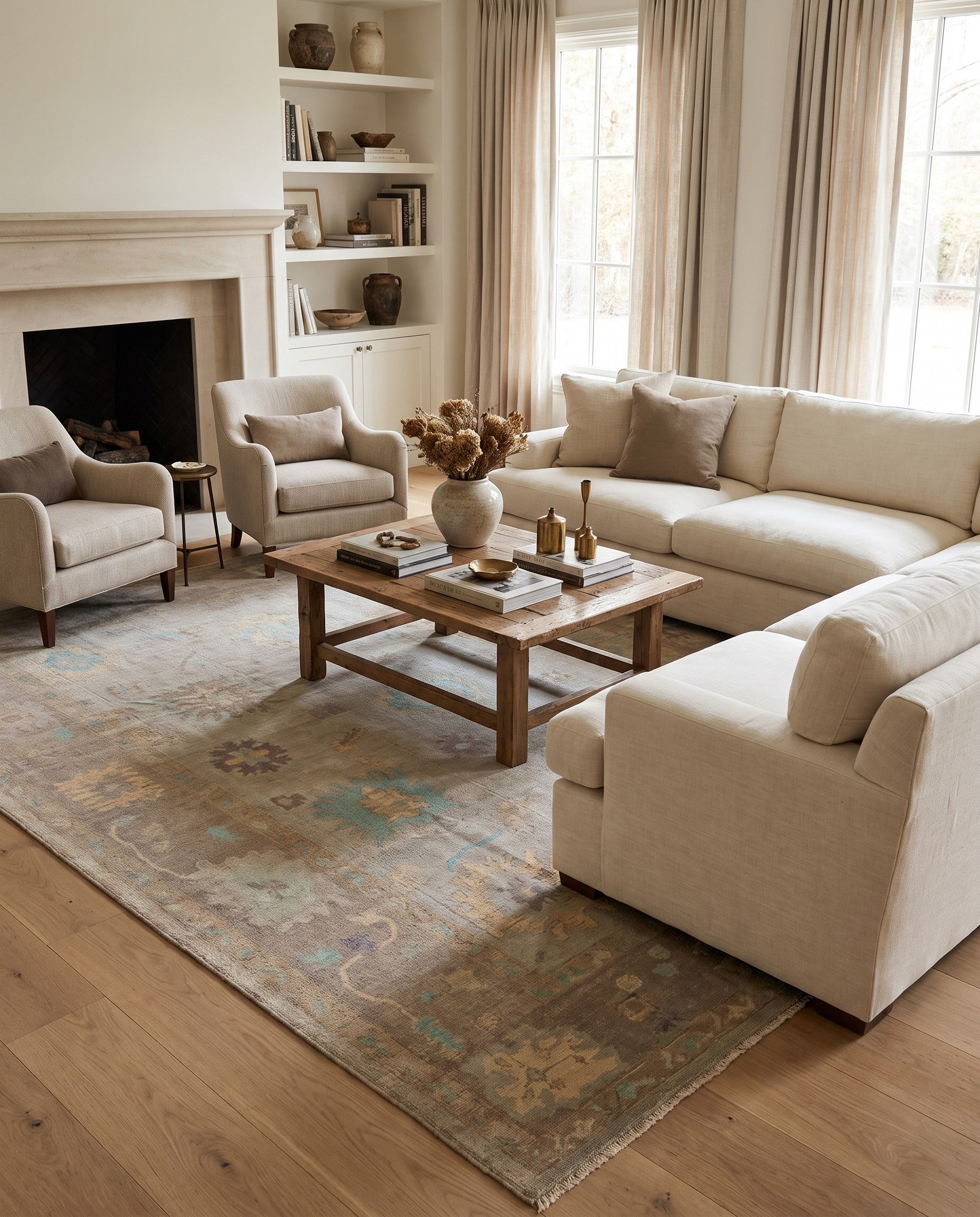 9' 6 x 11' 10 Hand Knotted Oushak Wool Rug