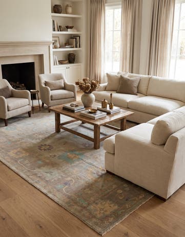 9' 6 x 11' 10 Hand Knotted Oushak Wool Rug