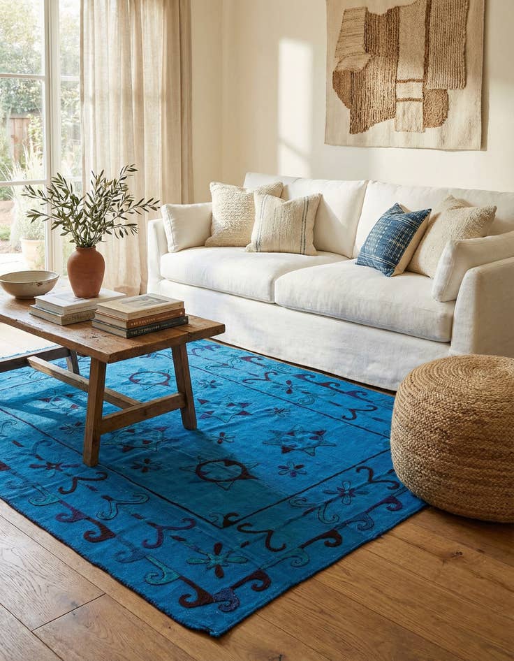 Detail image of 6' x 7' 3 Hand Woven Kilim Suzani Wool Square Rug