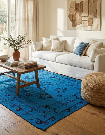 6' x 7' 3 Hand Woven Kilim Suzani Wool Square Rug