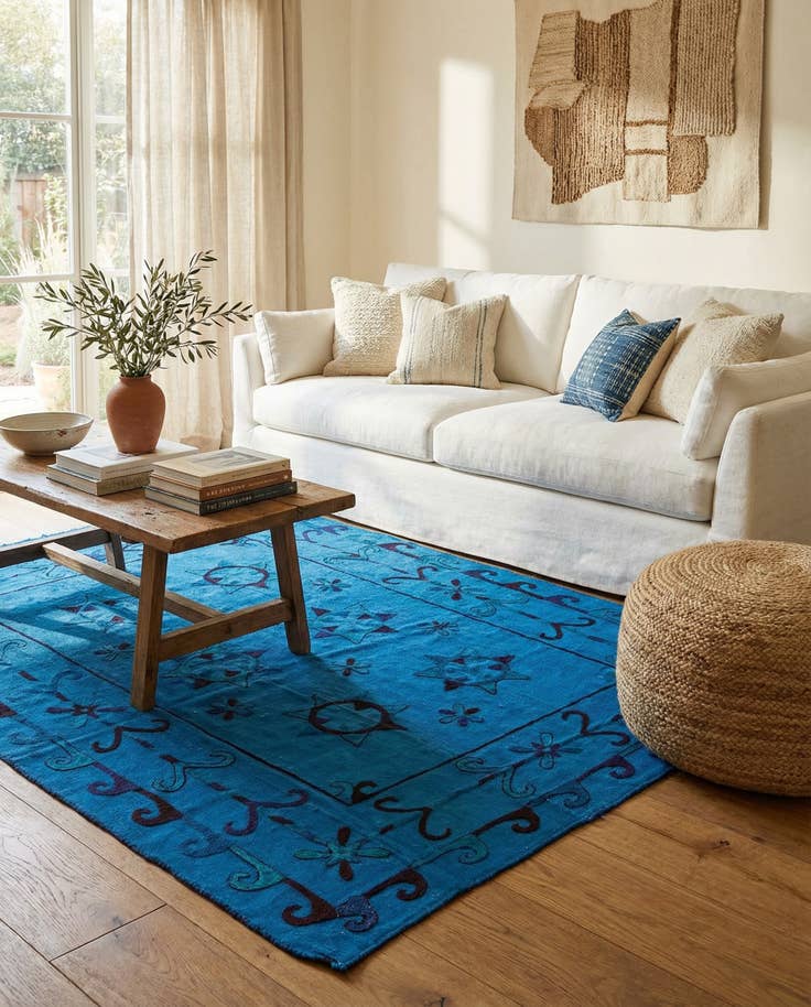 Detail image of 6' x 7' 3 Hand Woven Kilim Suzani Wool Square Rug