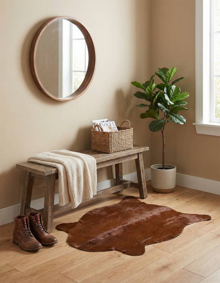 Detail image of 2' 2 x 2' 11 Cowhide Leather Rug