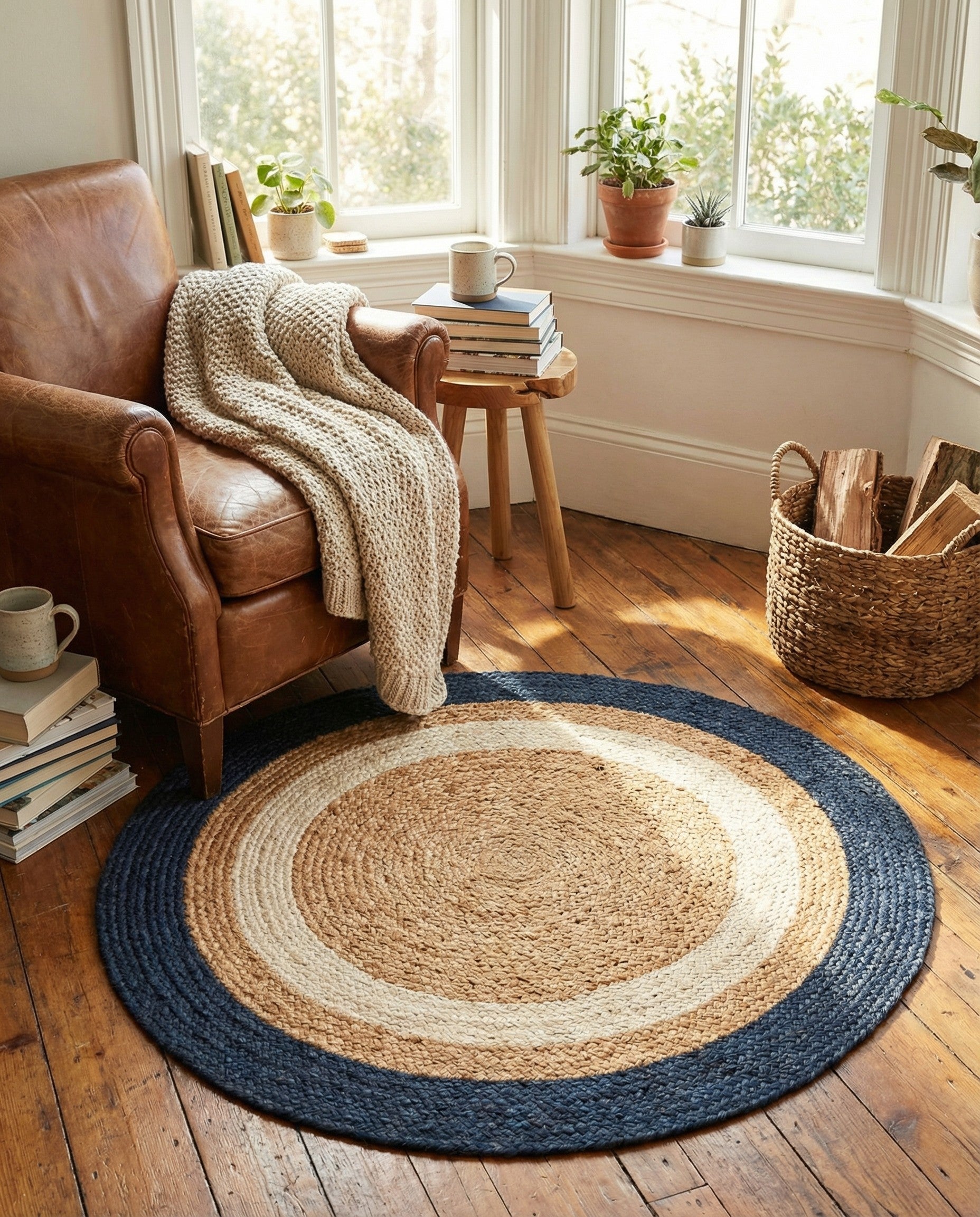 3' 1 x 3' 1  Hand Braided Jute Round Rug