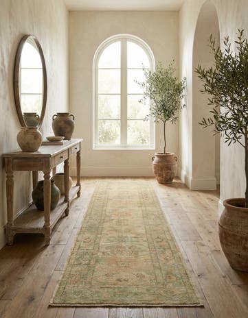 2' 9 x 9' 9 Hand Knotted Oushak Wool Runner Rug