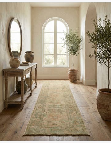 2' 9 x 9' 9 Hand Knotted Oushak Wool Runner Rug