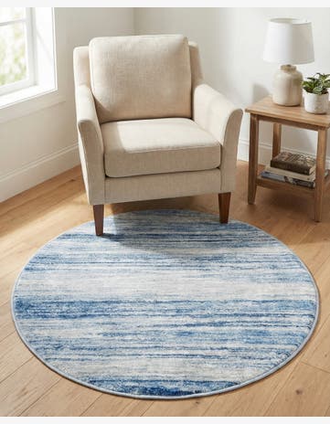 Blue Ivory Gabbeh Round Rug