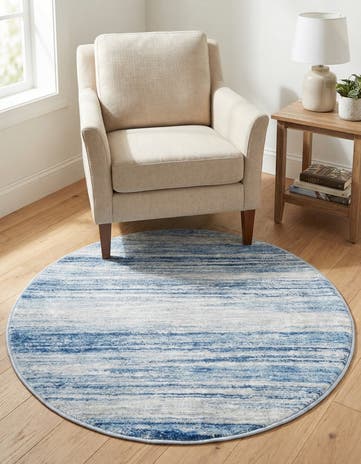 Blue Ivory Gabbeh Round Rug