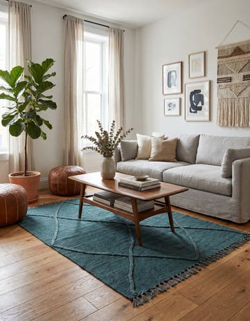 3' 5 x 4' 11 Hand Woven Kilim Modern Wool Rug