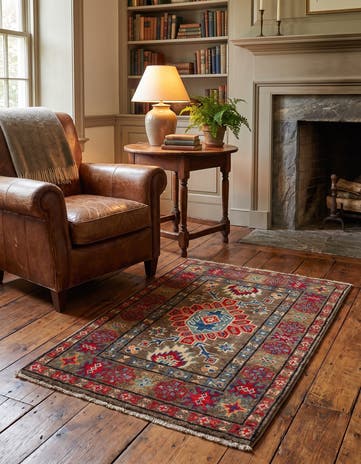 2' x 3' 1 Hand Knotted Kazak Rug