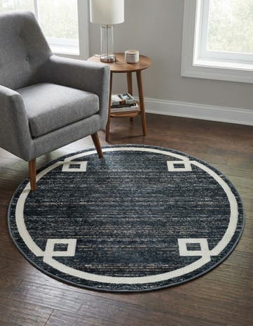 Jill Zarin Navy Blue Uptown Lenox Hill Round Rug