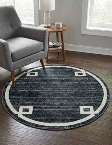 Jill Zarin Navy Blue Uptown Lenox Hill Round Rug