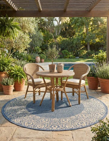 6' x 6' Easy-Clean Border Indoor / Outdoor Round Rug
