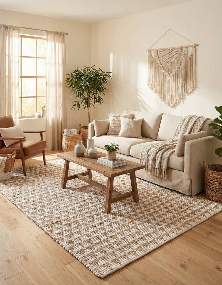 Detail image of 5' 1 x 8' Hand Woven Chindi Jute Rug