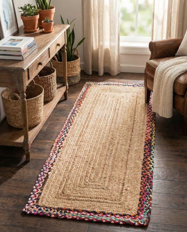  2' 7 x 6' 1  Hand Braided Jute Runner Rug