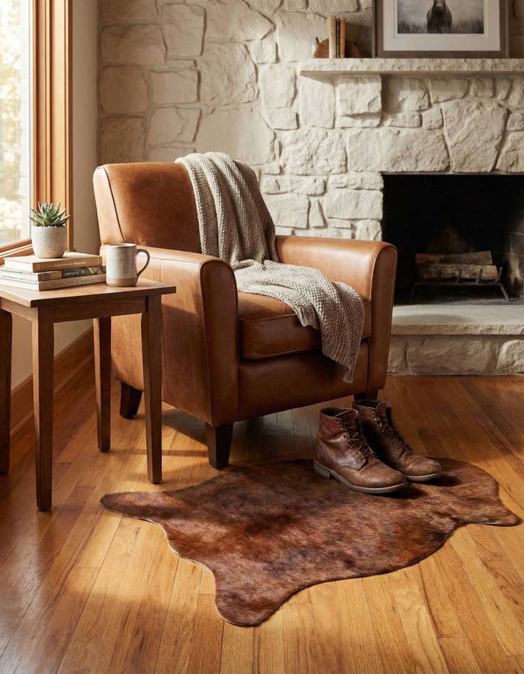 Detail image of 1' 8 x 2' 6 Cowhide Leather Rug