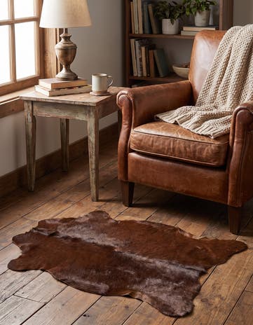 1' 8 x 2' 7 Cowhide Leather Rug