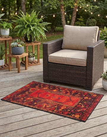 3' 3 x 5' 3 Easy-Clean Tribal Indoor / Outdoor Rug