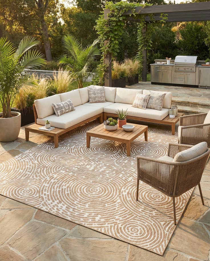 Detail image of 12' x 12' Easy-Clean Modern Indoor / Outdoor Square Rug