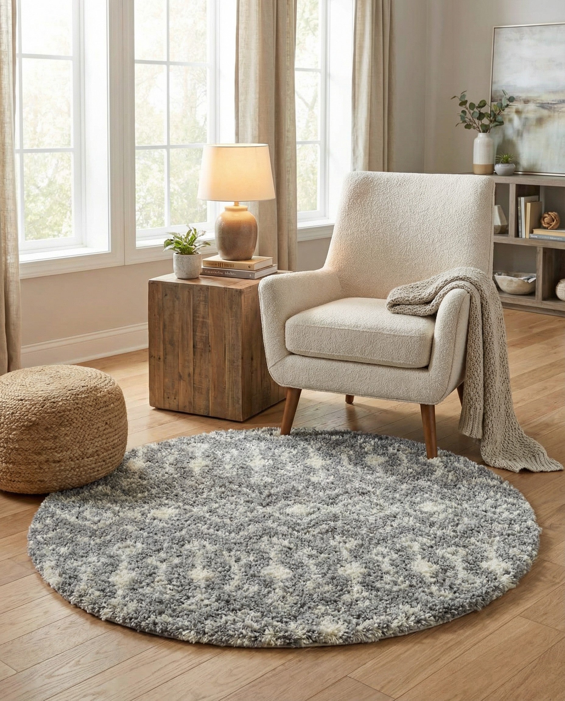 5' 3 x 5' 3 Moroccan Trellis Shag Round Rug