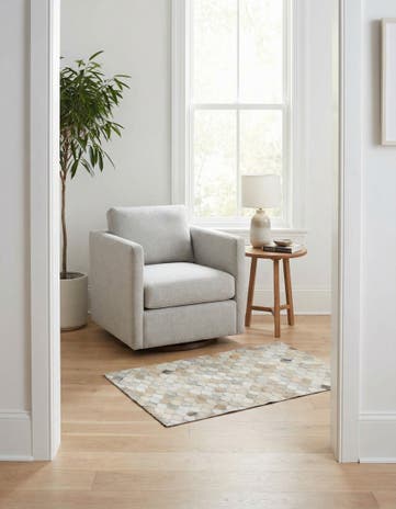 2' x 3' 1 Cowhide Leather Rug
