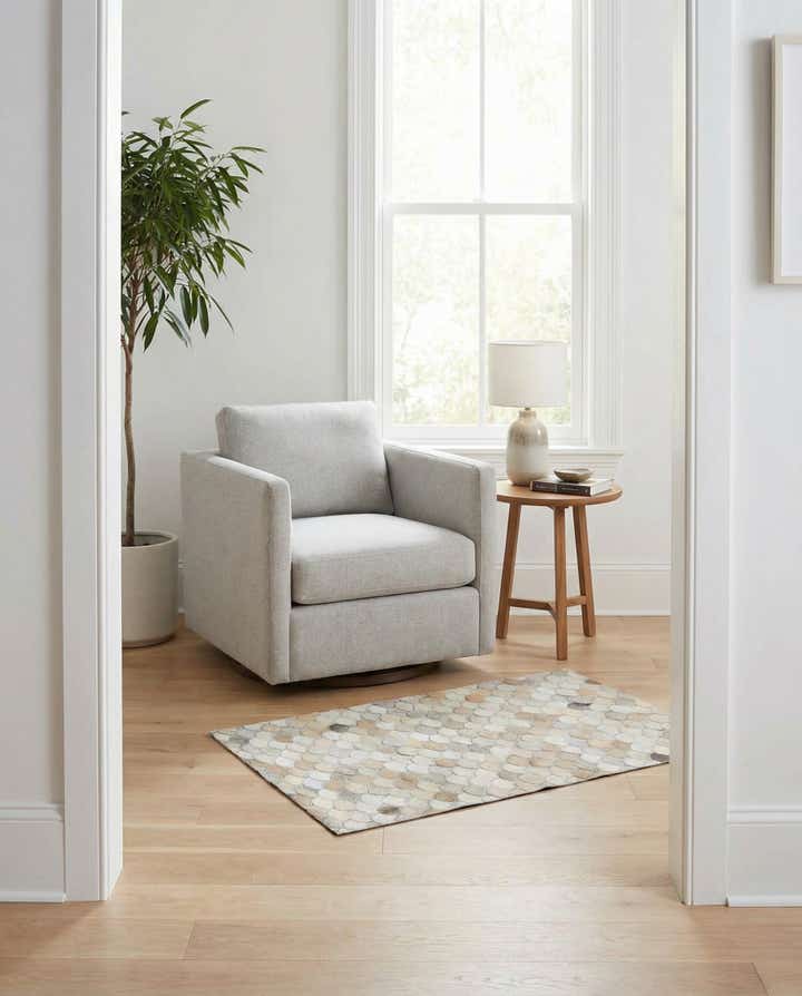 2' x 3' 1 Cowhide Leather Rug