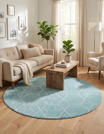 7' 10 x 7' 10 Lattice Frieze Round Rug