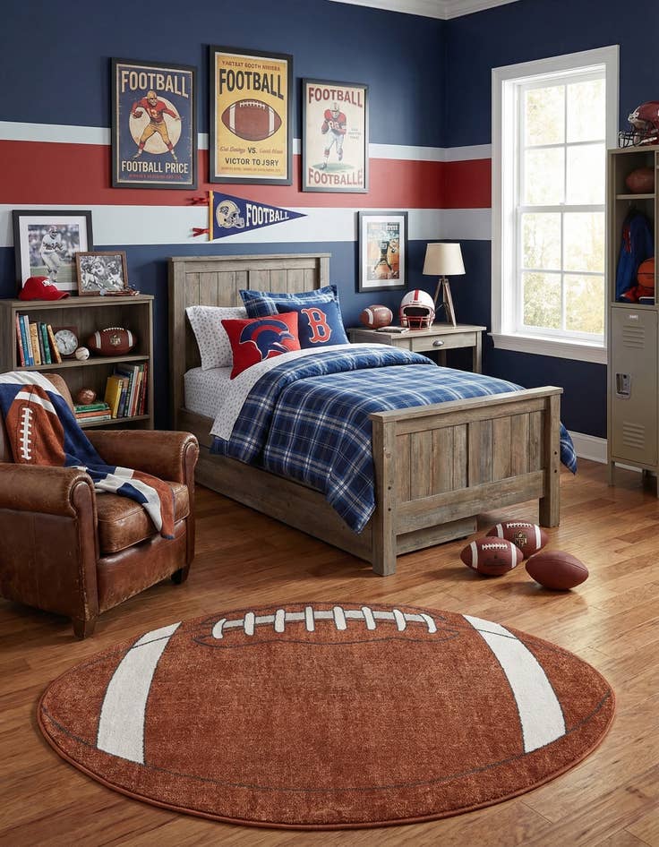 Detail image of 3' 3 x 5' 3 Sports Washable Oval Rug