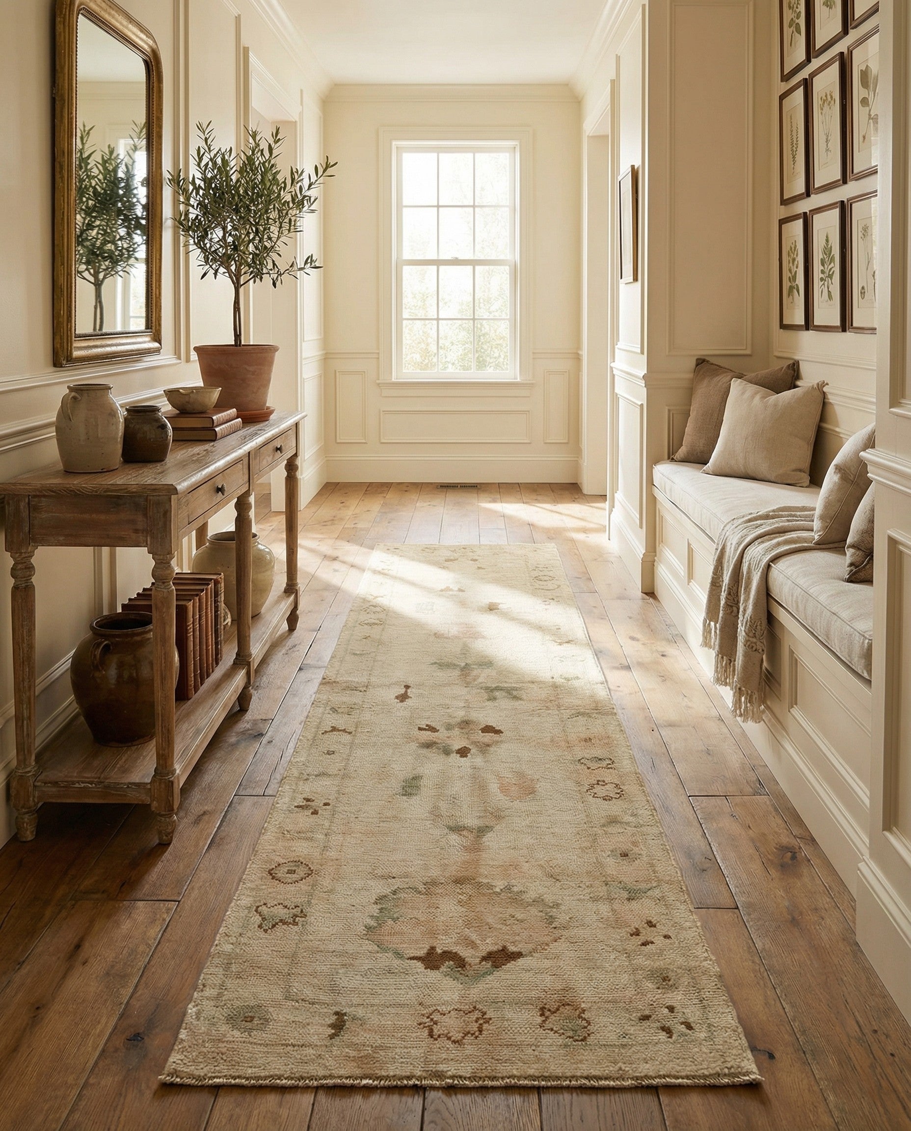 2' 7 x 10' 11 Hand Knotted Oushak Wool Runner Rug