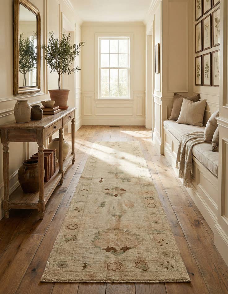 Detail image of 2' 7 x 10' 11 Hand Knotted Oushak Wool Runner Rug