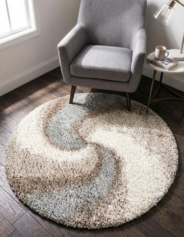 Khaki Soft Touch Shag Round Rug