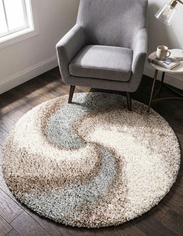 Khaki Soft Touch Shag Round Rug