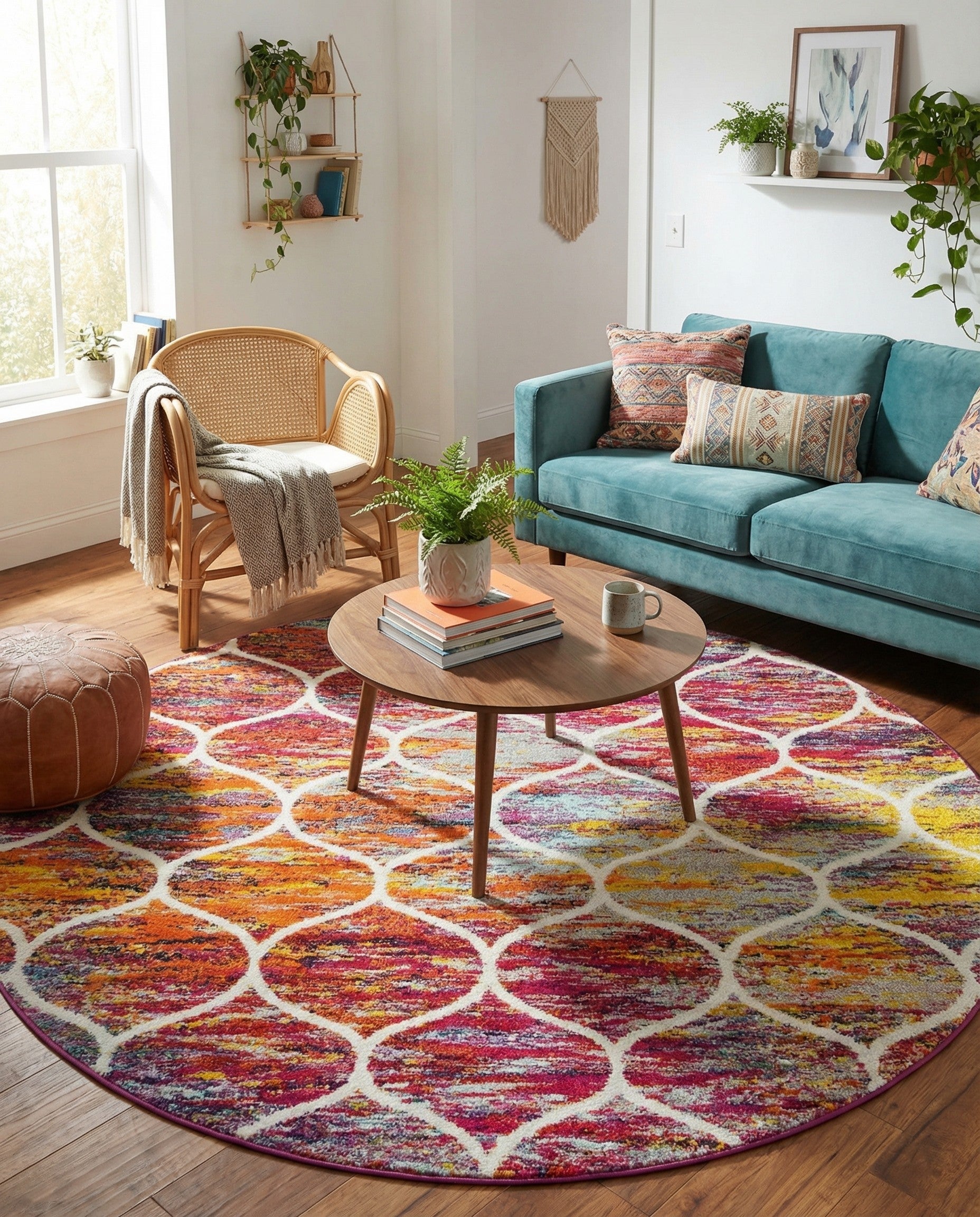 7' x 7' Trellis Frieze Round Rug