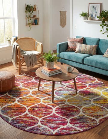 7' x 7' Lattice Frieze Round Rug