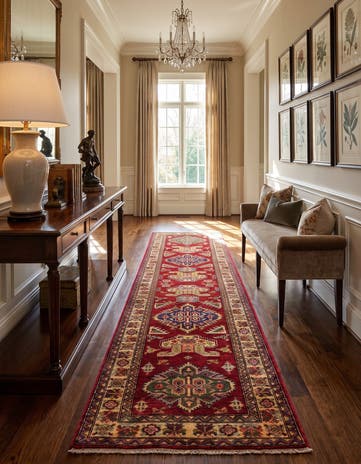 2' 7 x 10' Hand Knotted Kazak Runner Rug