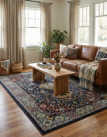 Navy Blue Kamala Washable Rug