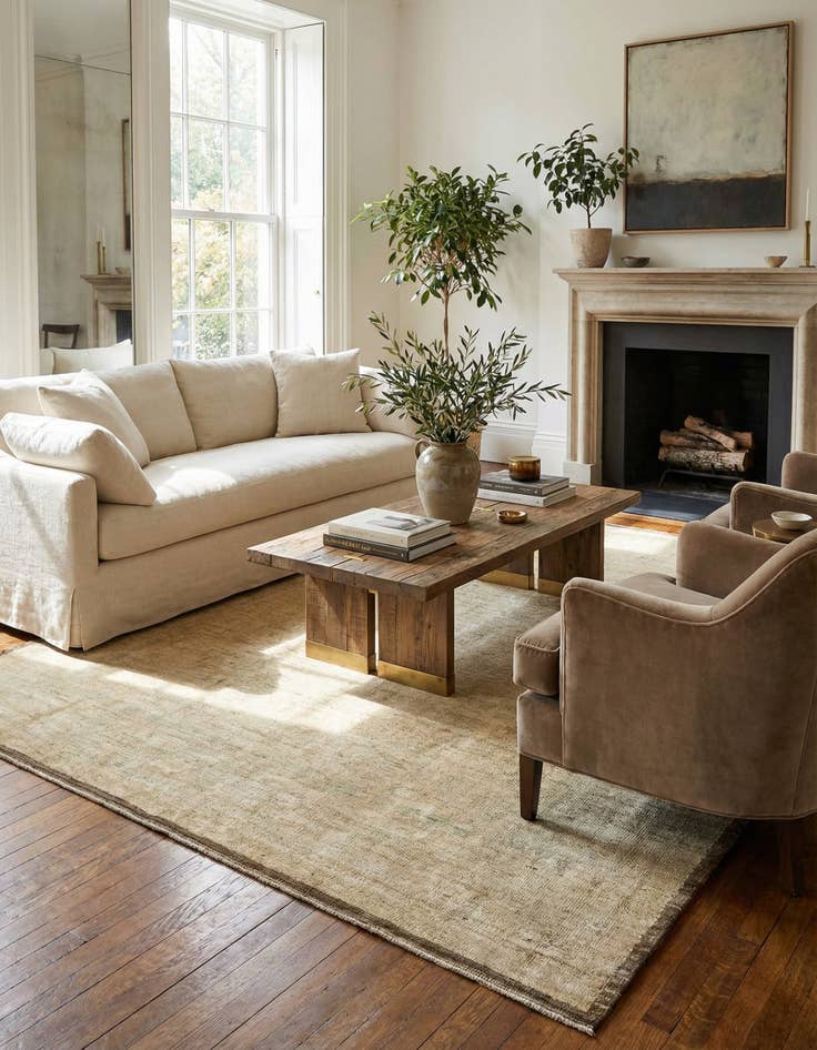 Detail image of 8' 4 x 9' 9 Hand Knotted Oushak Wool Rug