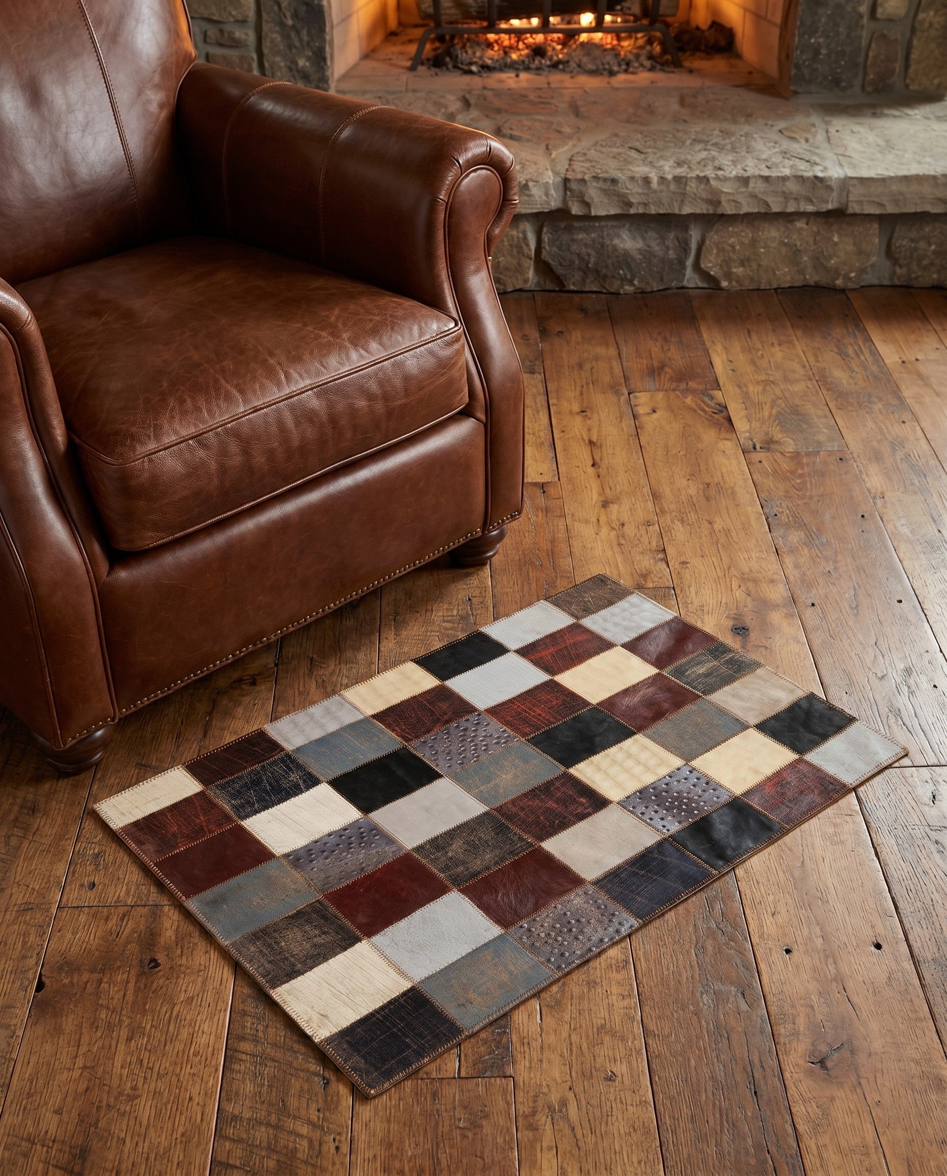 2' x 3' Cowhide Leather Rug
